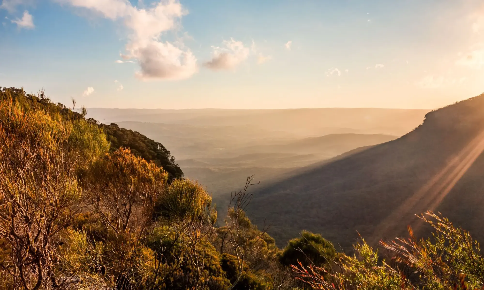 Golden light over a ridge in the Central West NSW ranges